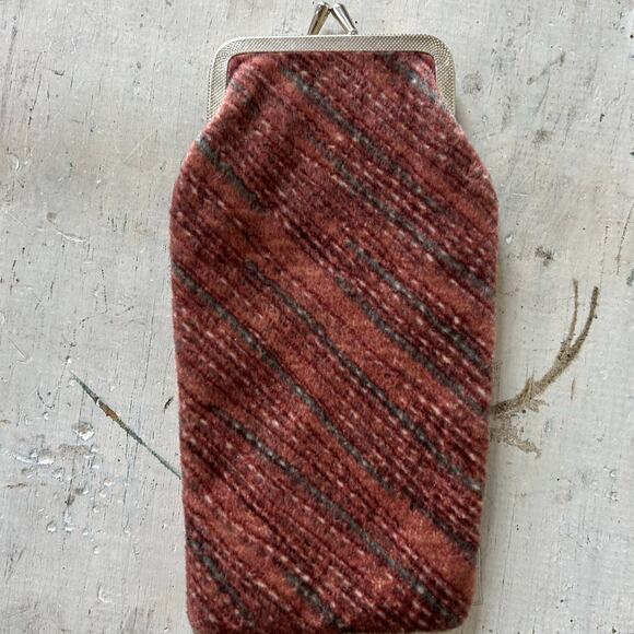 Vintage fabric cigarette pouch long wallet 70s 80s clasp closure pink retro - Picture 6 of 10